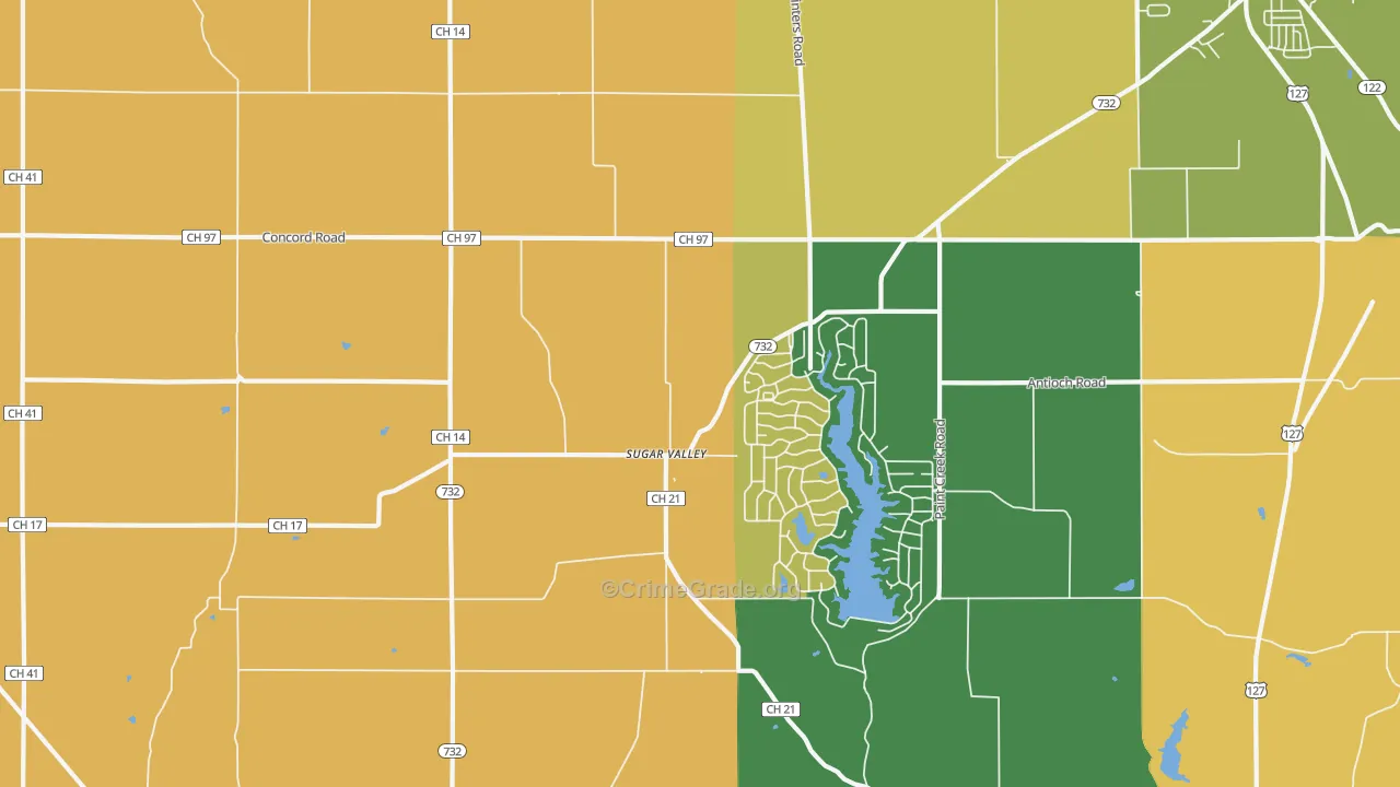 Sugar Valley, OH Map of Theft Rates
