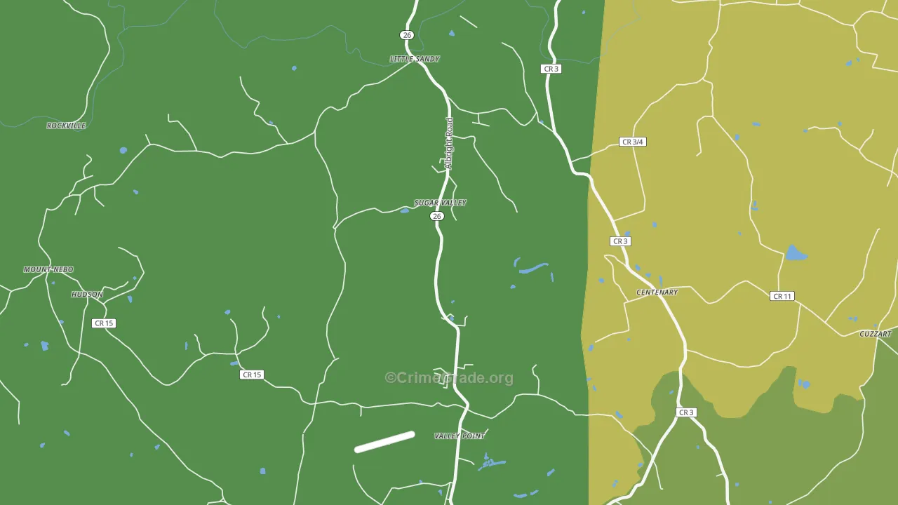 Sugar Valley, WV Map of Theft Rates