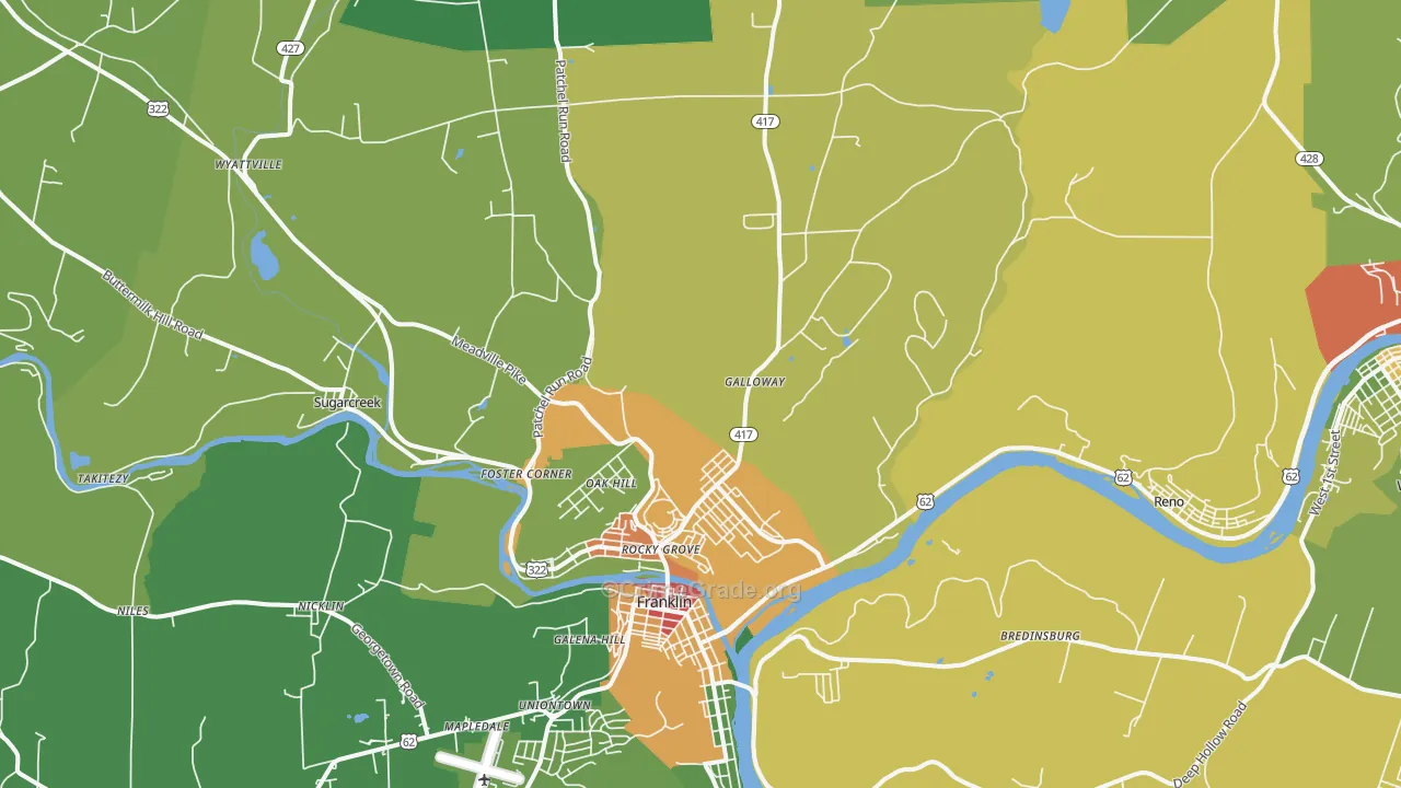 Sugarcreek, PA Map of Theft Rates