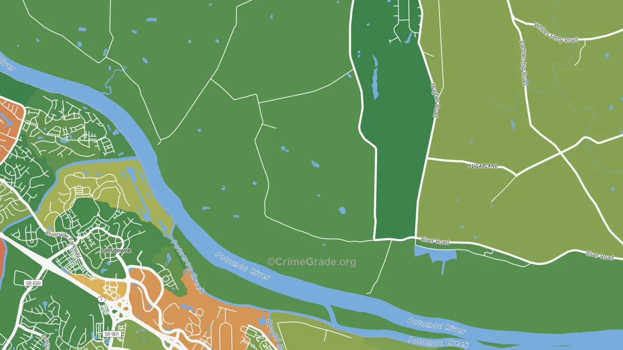 Sugarland, MD Map of Theft Rates