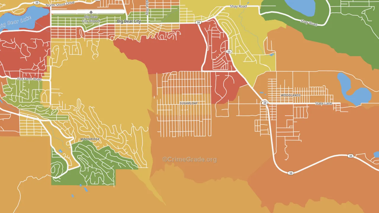 Sugarloaf, CA Map of Theft Rates