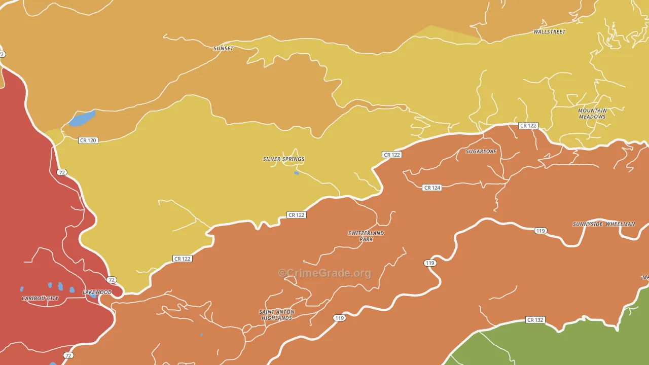 Sugarloaf, CO Map of Theft Rates