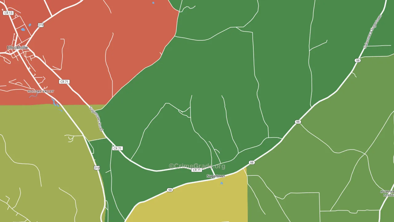 Sugartown, NY Map of Theft Rates