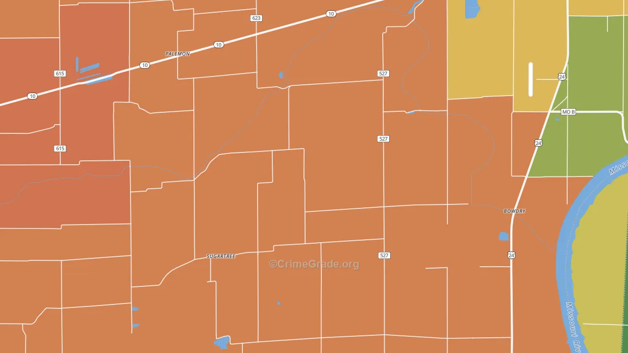 Sugartree, MO Map of Theft Rates
