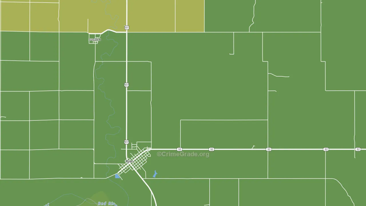 Sugden, OK Map of Theft Rates