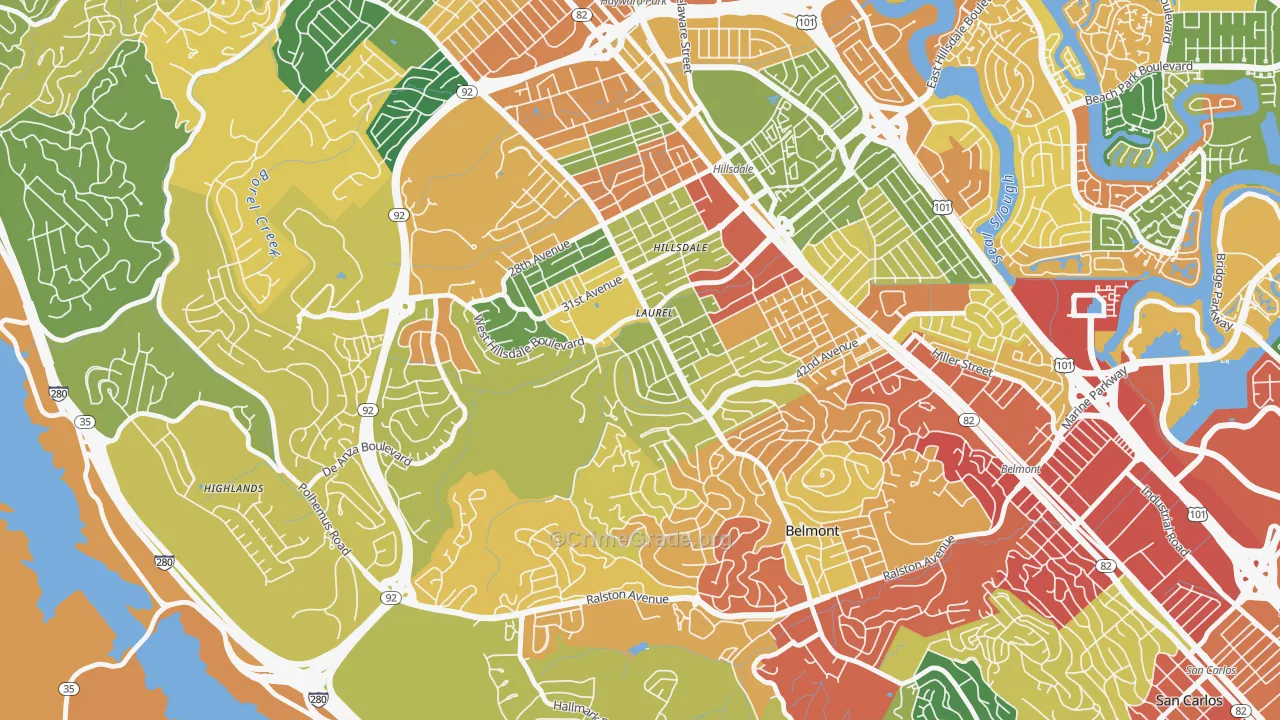 Sugerloaf, San Mateo, CA Map of Theft Rates