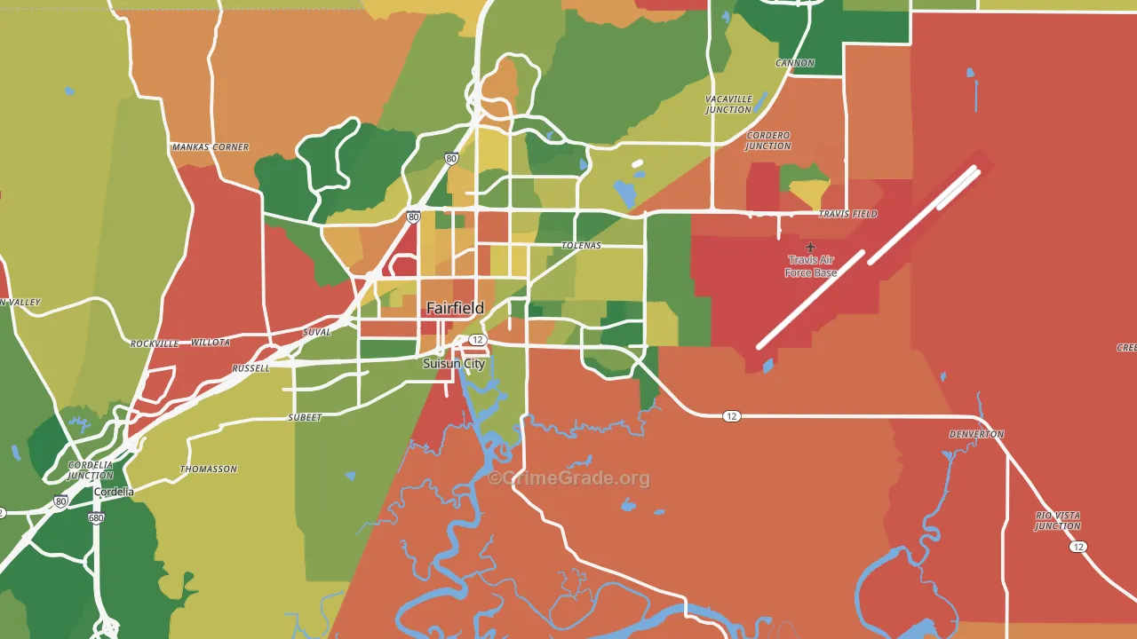 Suisun City, CA Map of Theft Rates