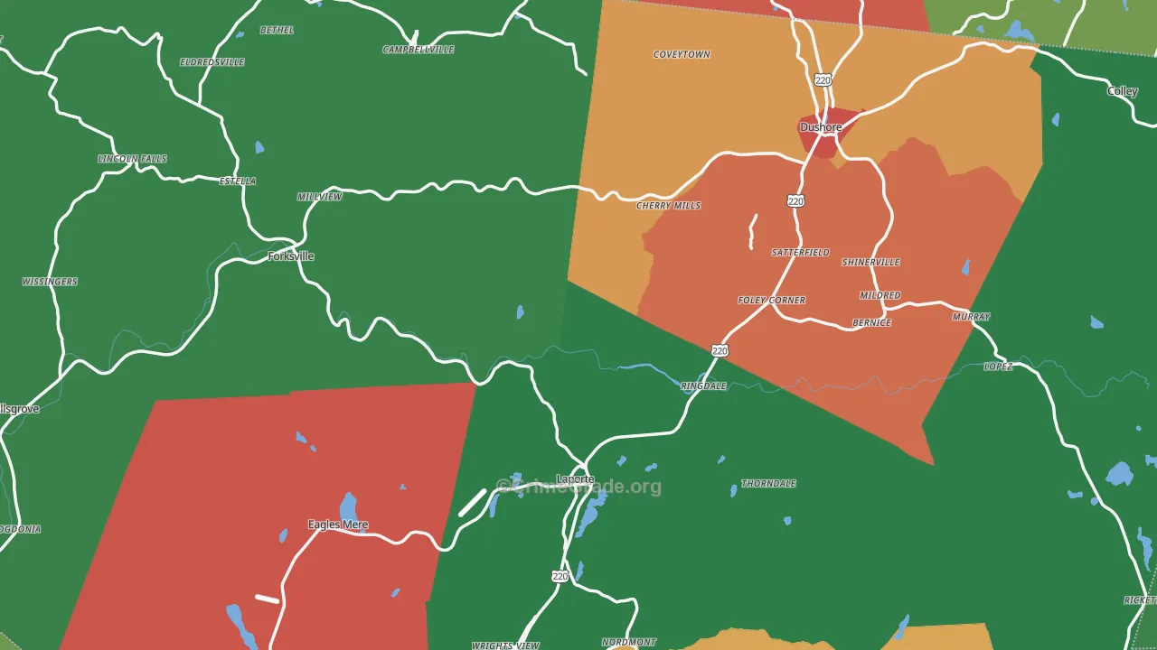 Sullivan County, PA Map of Theft Rates