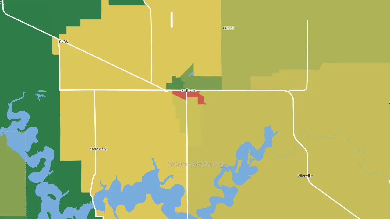 Sullivan, IL Map of Theft Rates