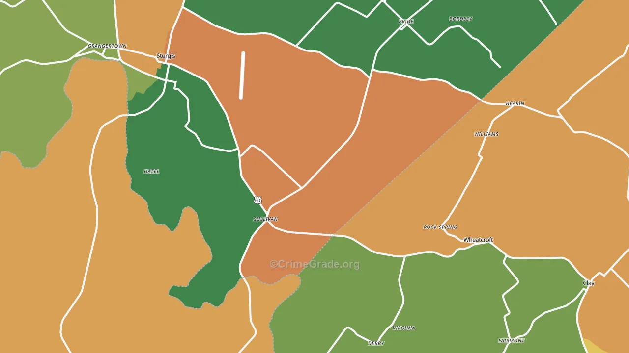 Sullivan, KY Map of Theft Rates