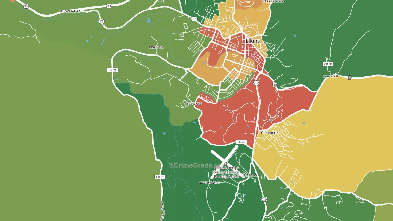 Sullivan, WV Map of Theft Rates