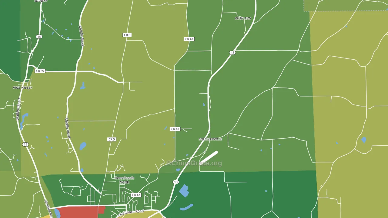 Sullivanville, NY Map of Theft Rates