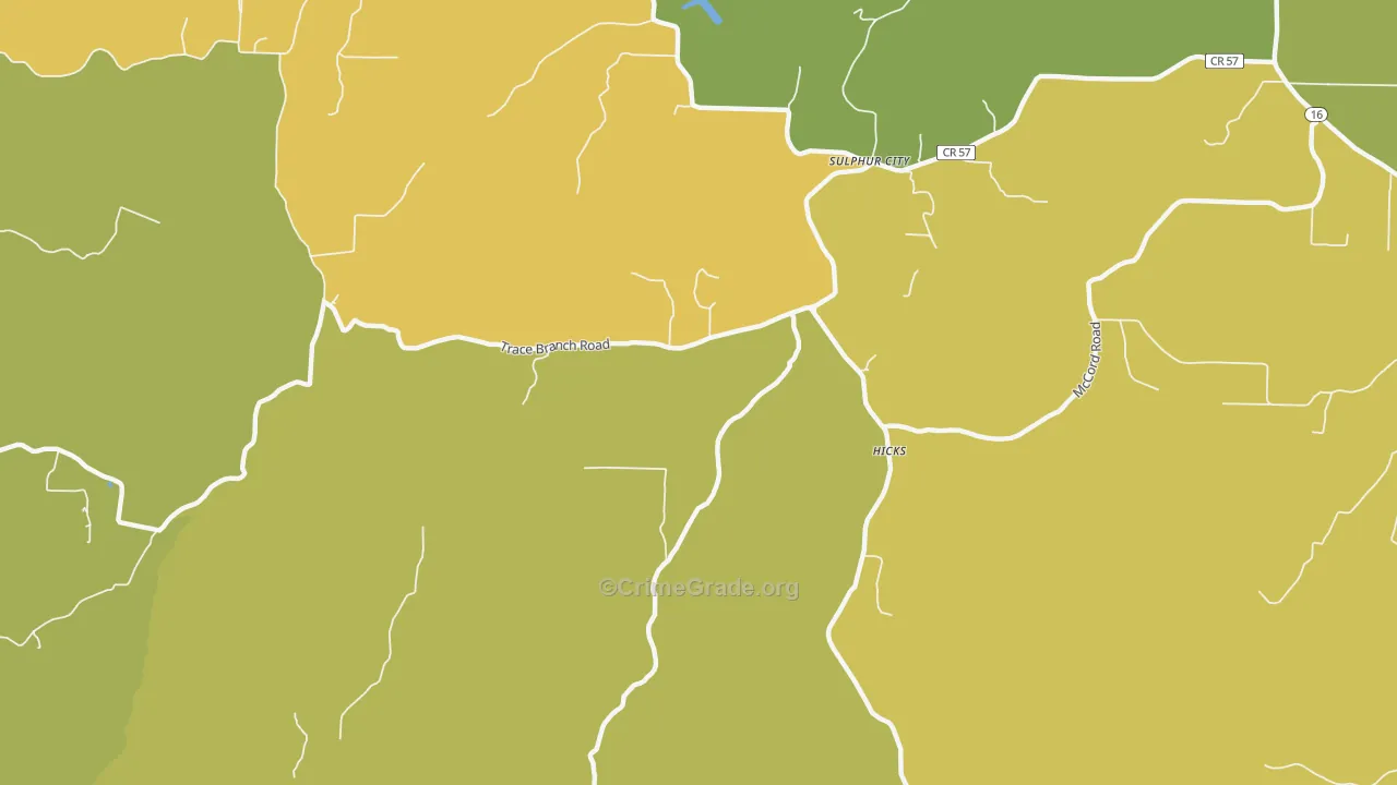 Sulphur City, AR Map of Theft Rates