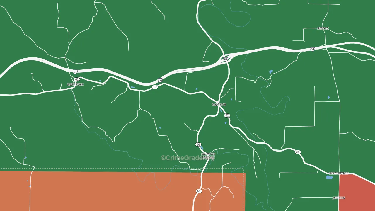 Sulphur, IN Map of Theft Rates