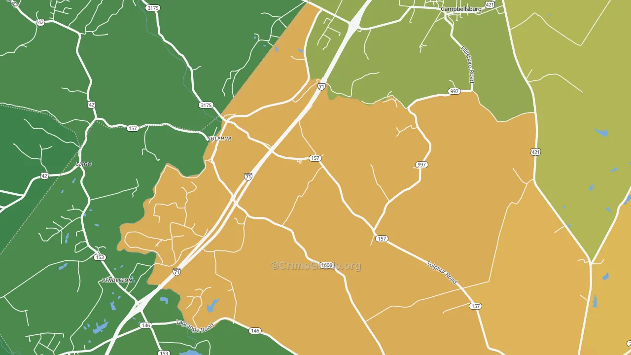 Sulphur, KY Map of Theft Rates