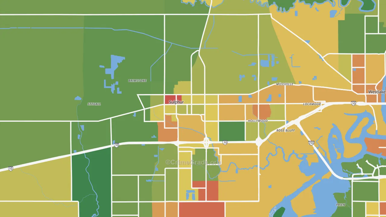 Sulphur, LA Map of Theft Rates