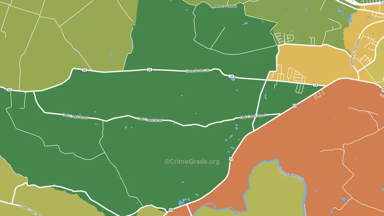 Sulphur Lick, OH Map of Theft Rates