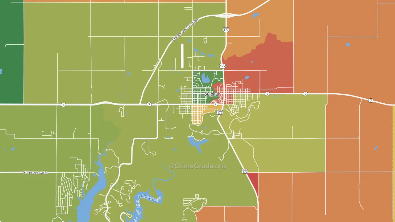 Sulphur, OK Map of Theft Rates