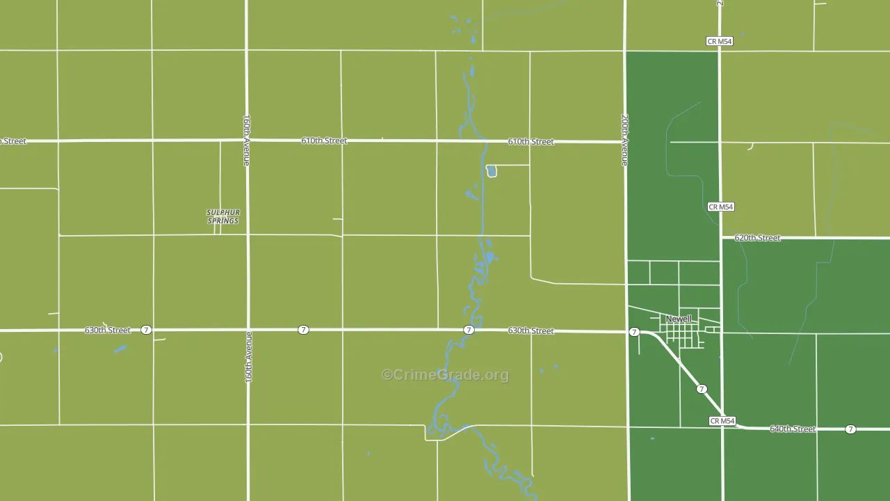 Sulphur Springs, IA Map of Theft Rates