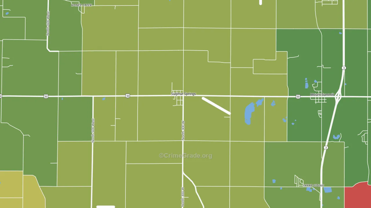 Sulphur Springs, IN Map of Theft Rates