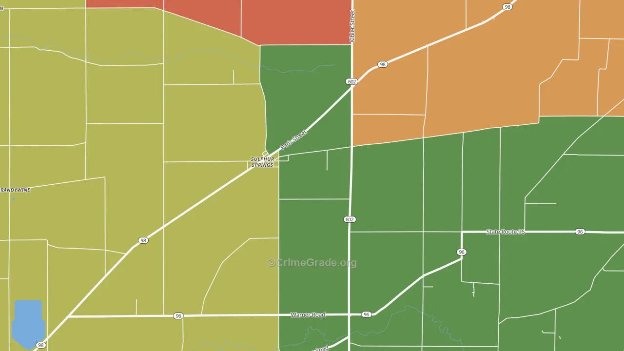 Sulphur Springs, OH Map of Theft Rates
