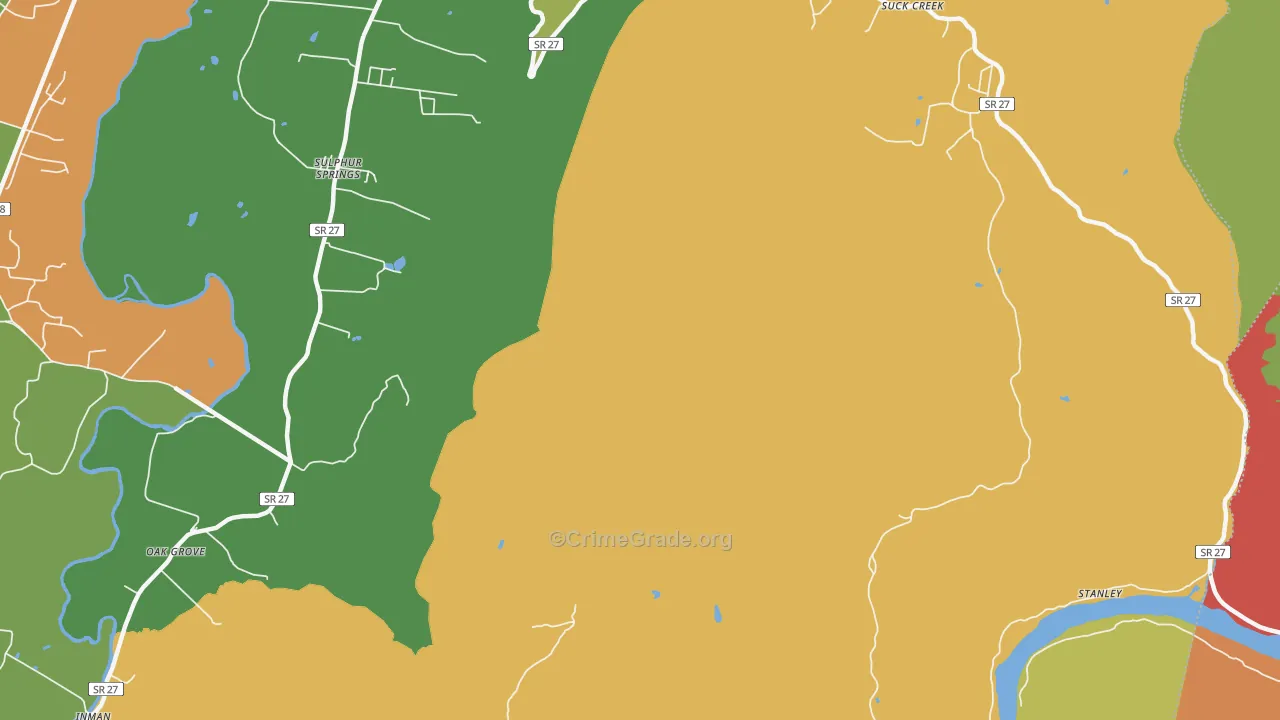 Sulphur Springs, TN Map of Theft Rates