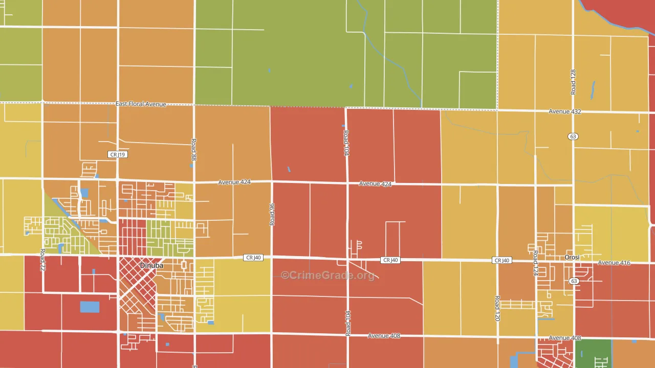 Sultana, CA Map of Theft Rates