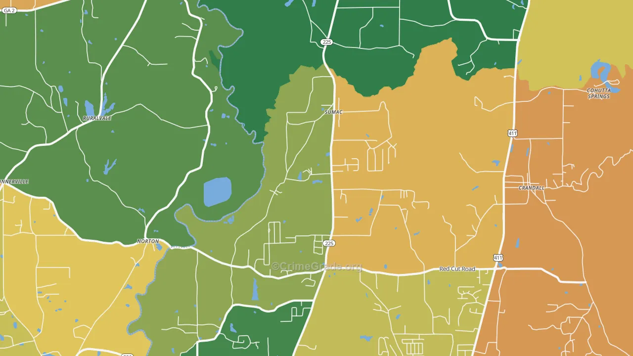 Sumac, GA Map of Theft Rates
