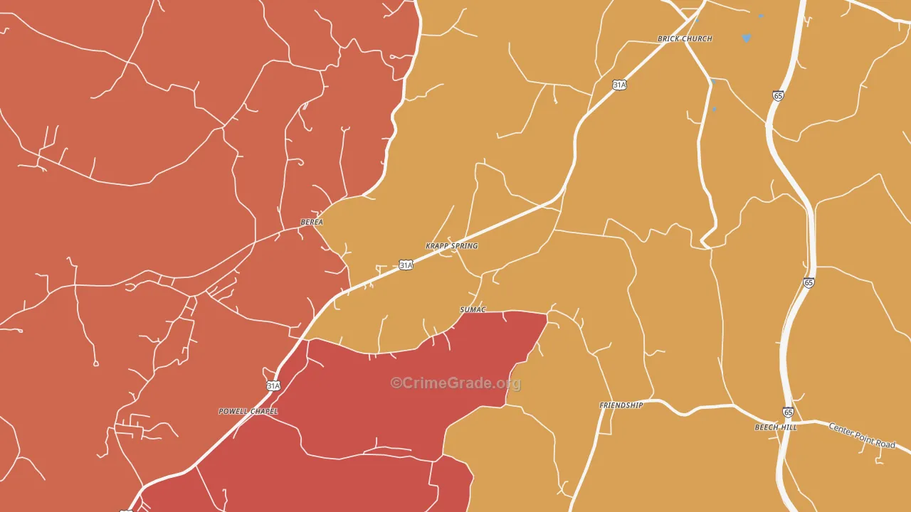 Sumac, TN Map of Theft Rates