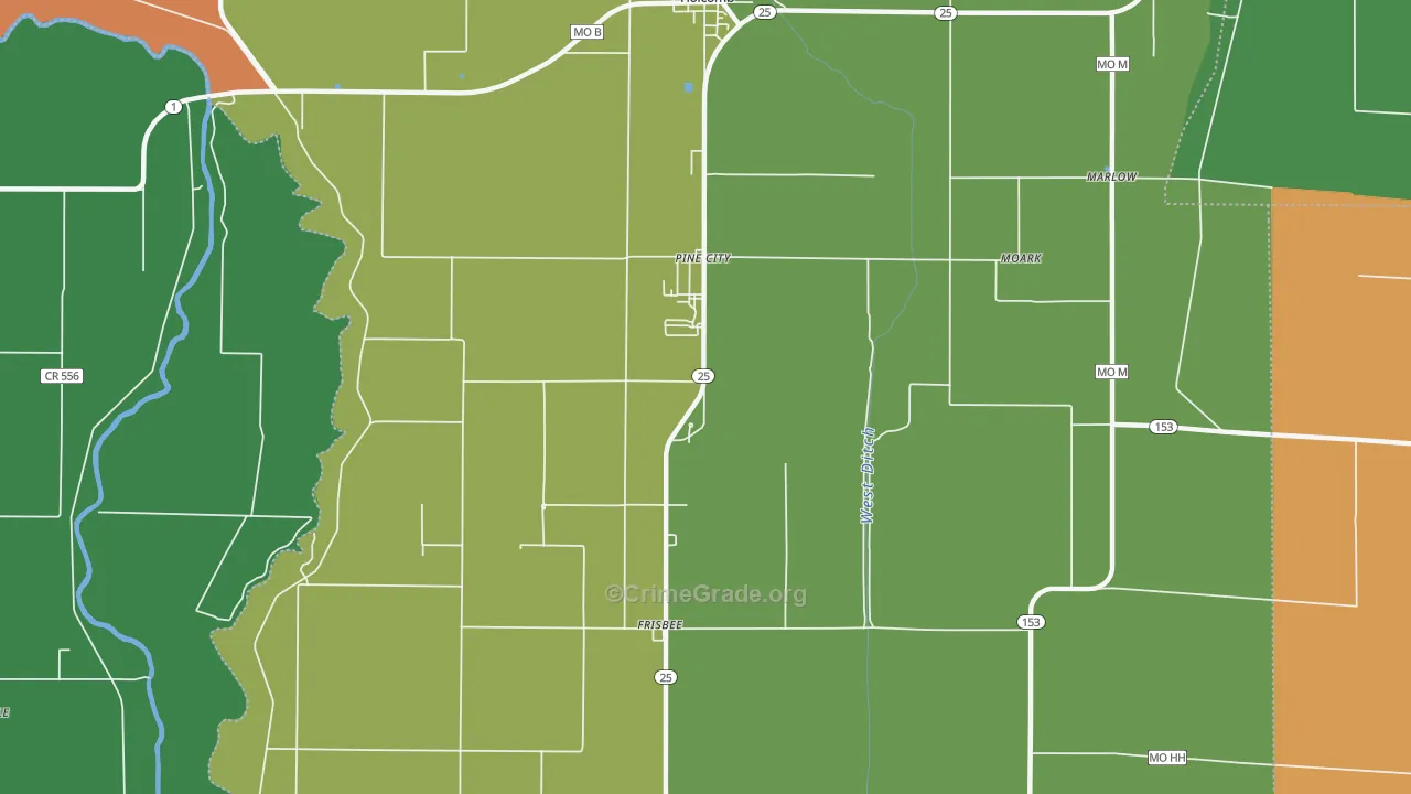 Sumach, MO Map of Theft Rates