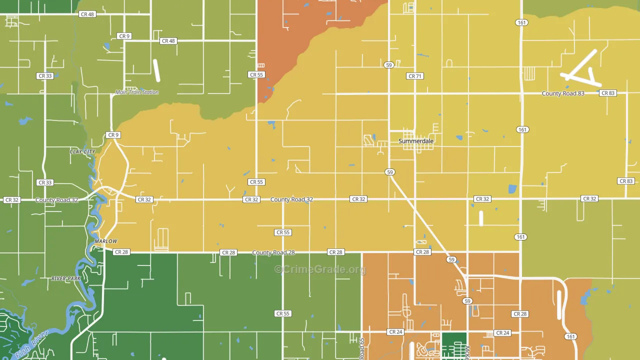 Summerdale, AL Map of Theft Rates