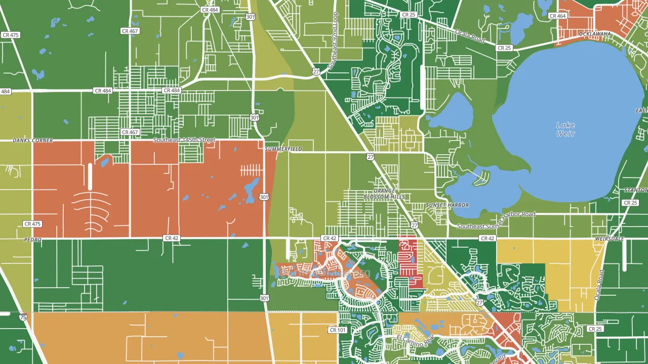 Summerfield, FL Map of Theft Rates