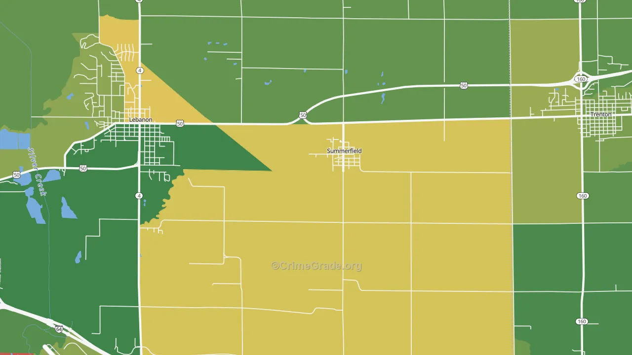 Summerfield, IL Map of Theft Rates