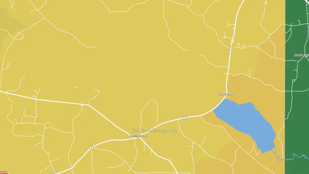 Summerfield, LA Map of Theft Rates