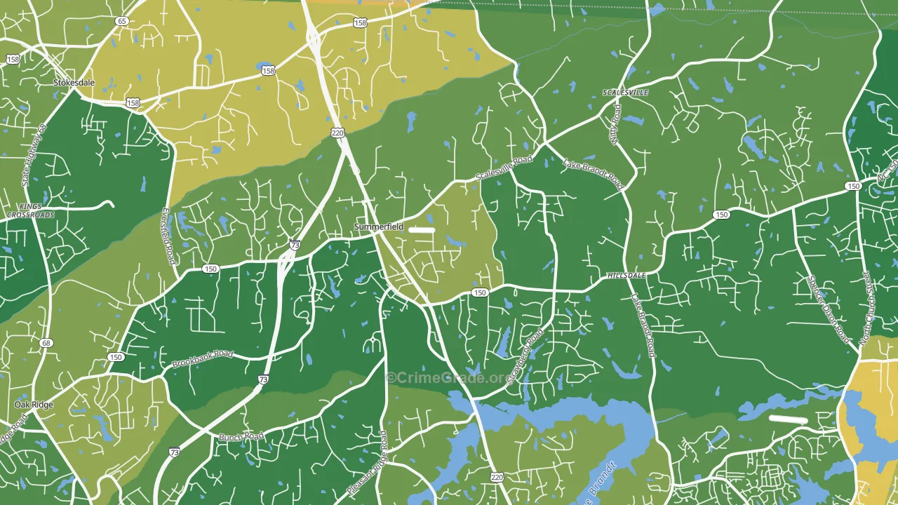 Summerfield, NC Map of Theft Rates