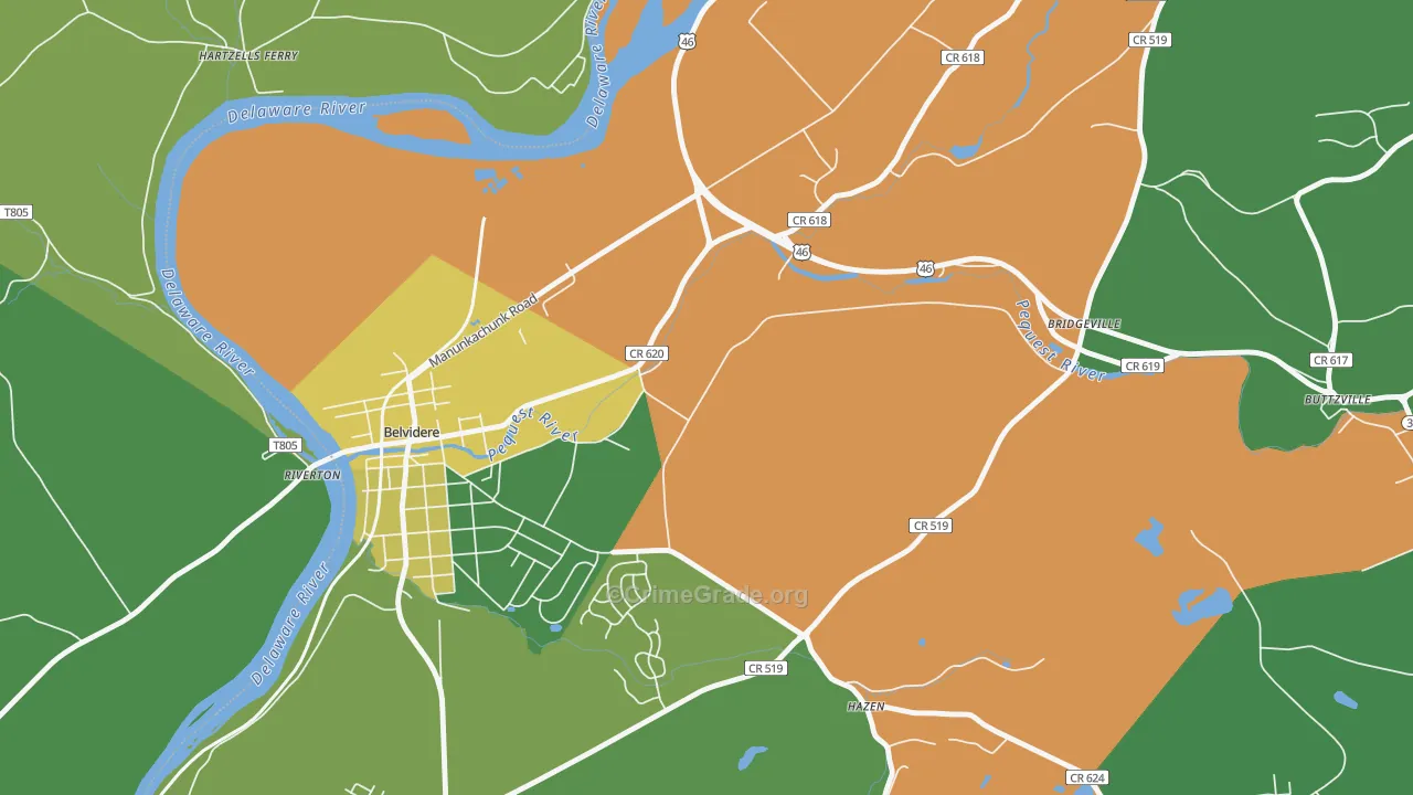Summerfield, NJ Map of Theft Rates