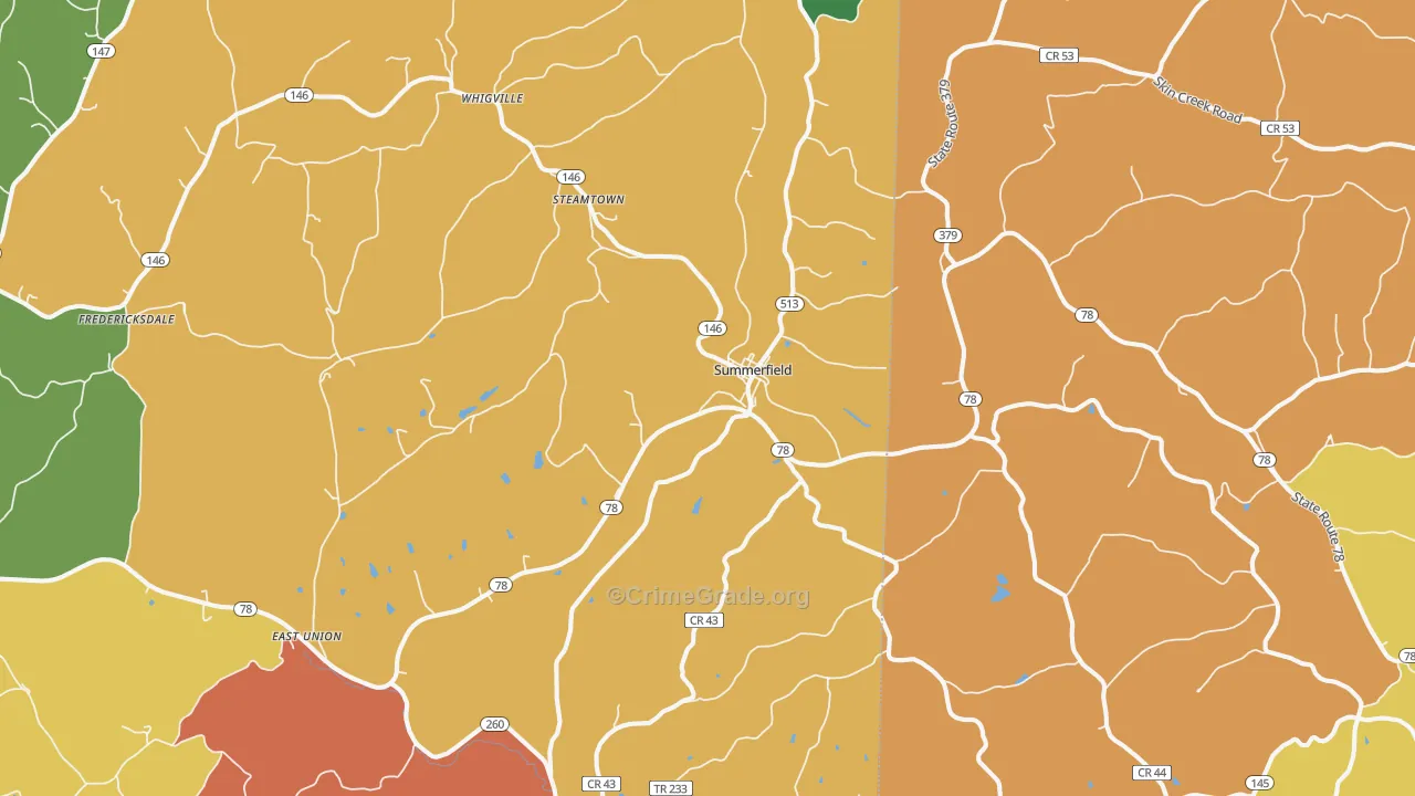 Summerfield, OH Map of Theft Rates
