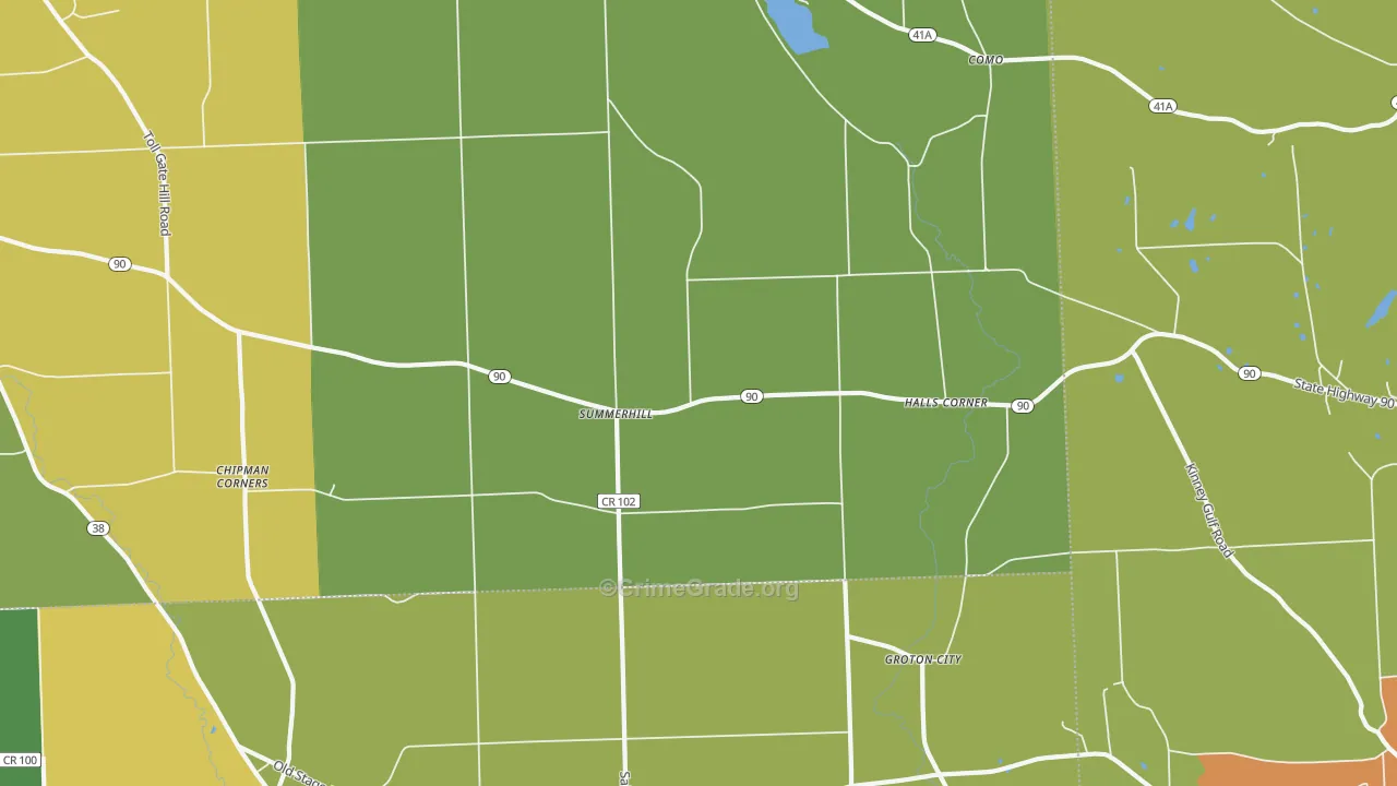 Summerhill, NY Map of Theft Rates