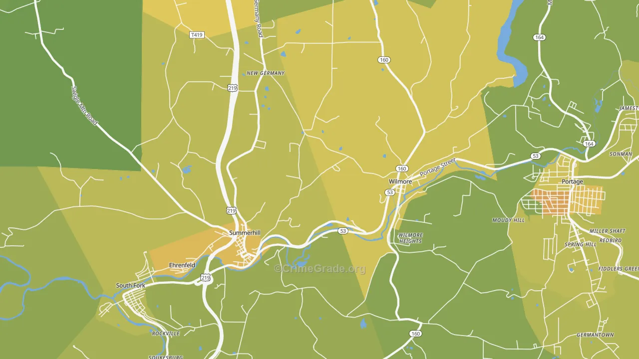 Summerhill, PA Map of Theft Rates