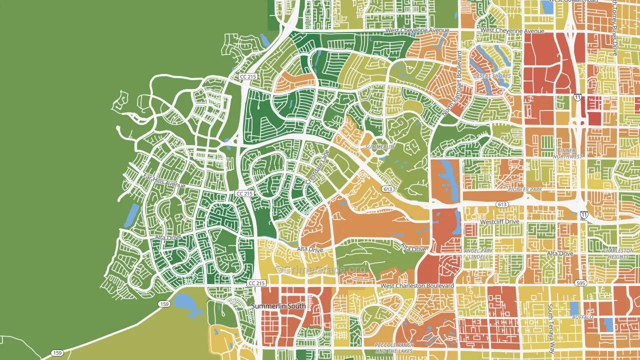 Summerlin North, Las Vegas, NV Map of Theft Rates
