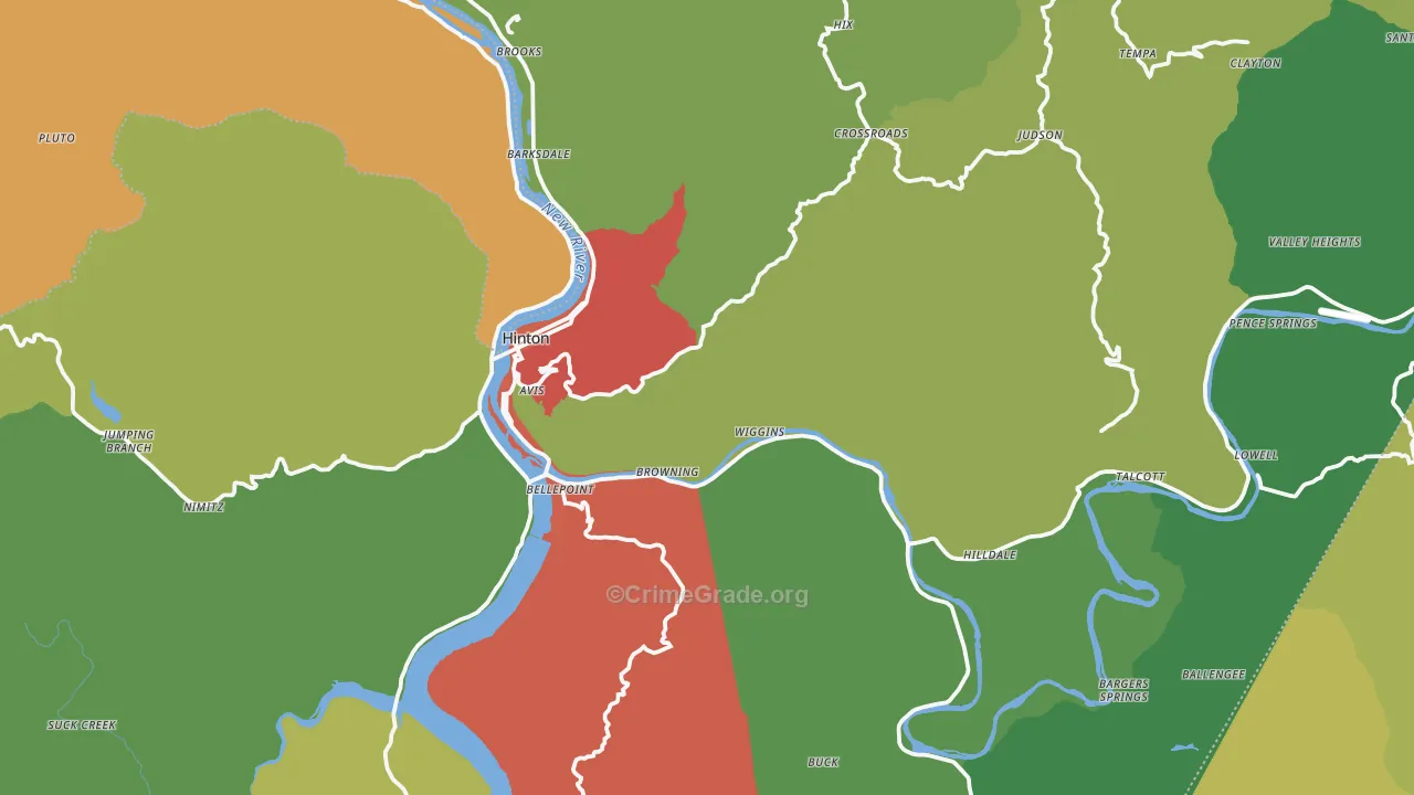Summers County, WV Map of Theft Rates