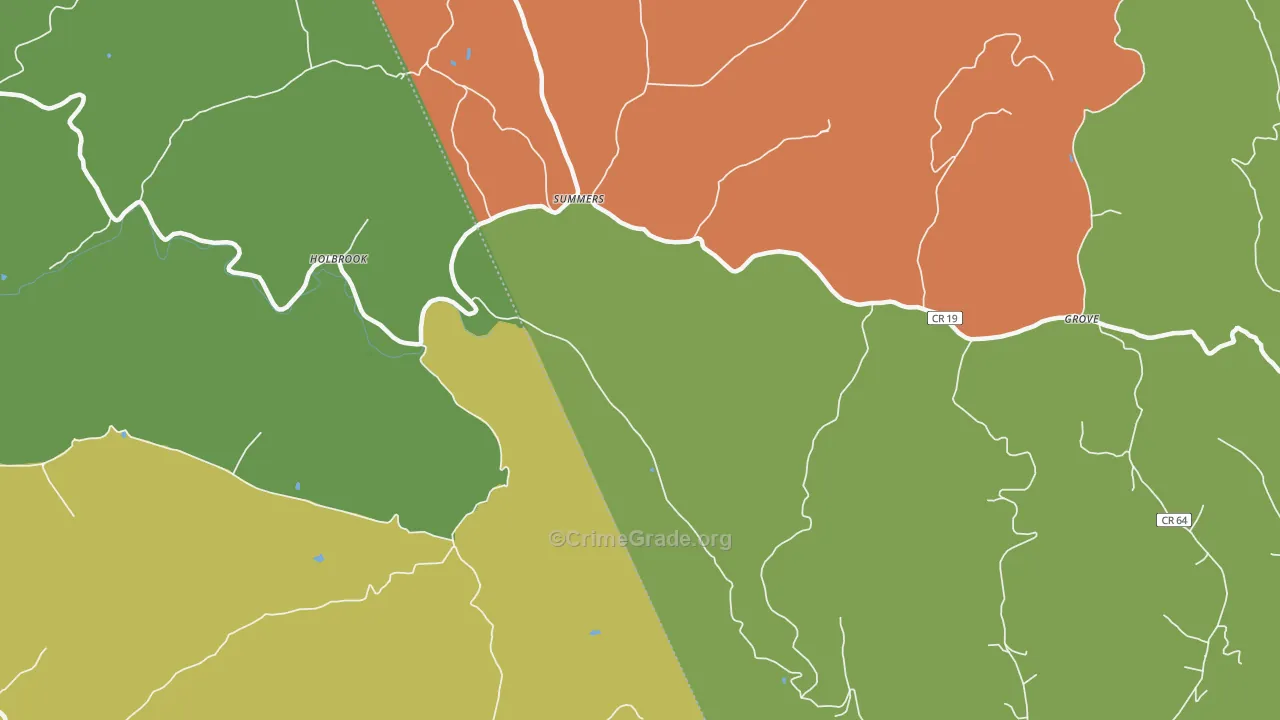 Summers, WV Map of Theft Rates