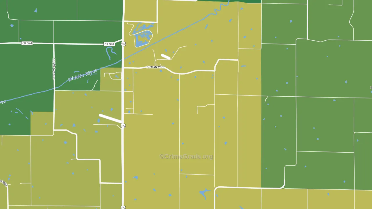 Summerset, IA Map of Theft Rates