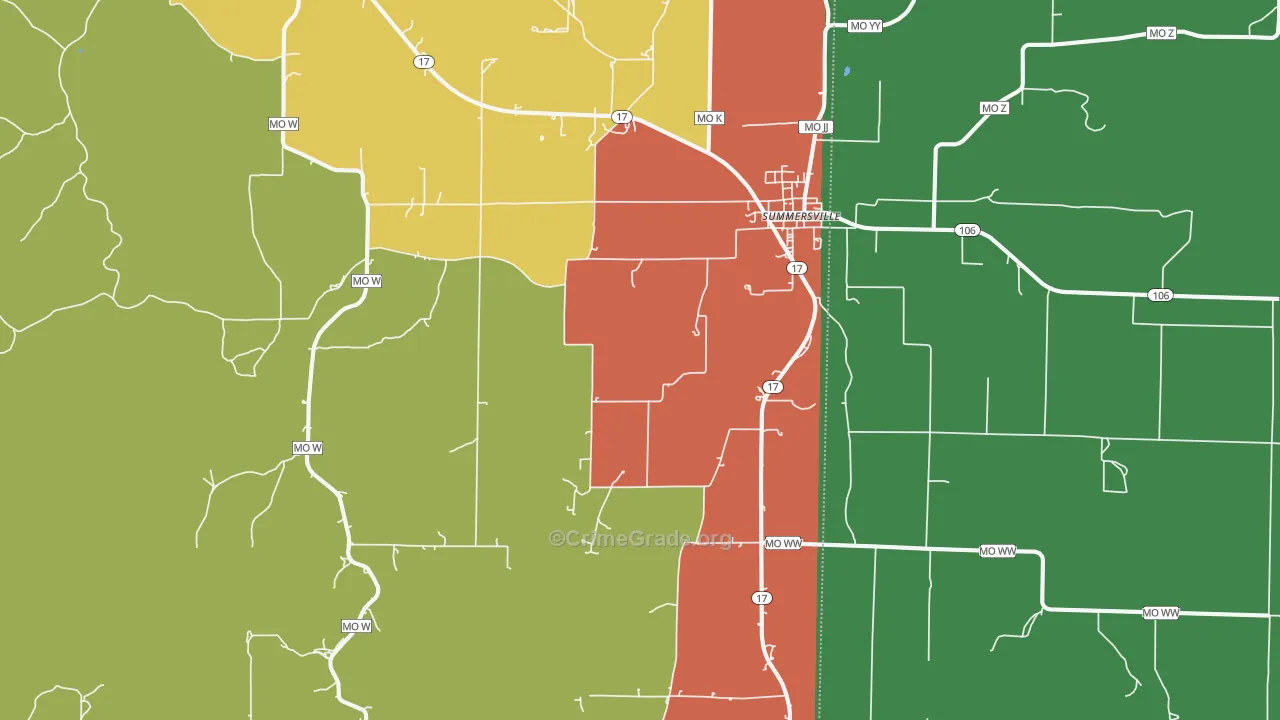 Summersville, MO Map of Theft Rates