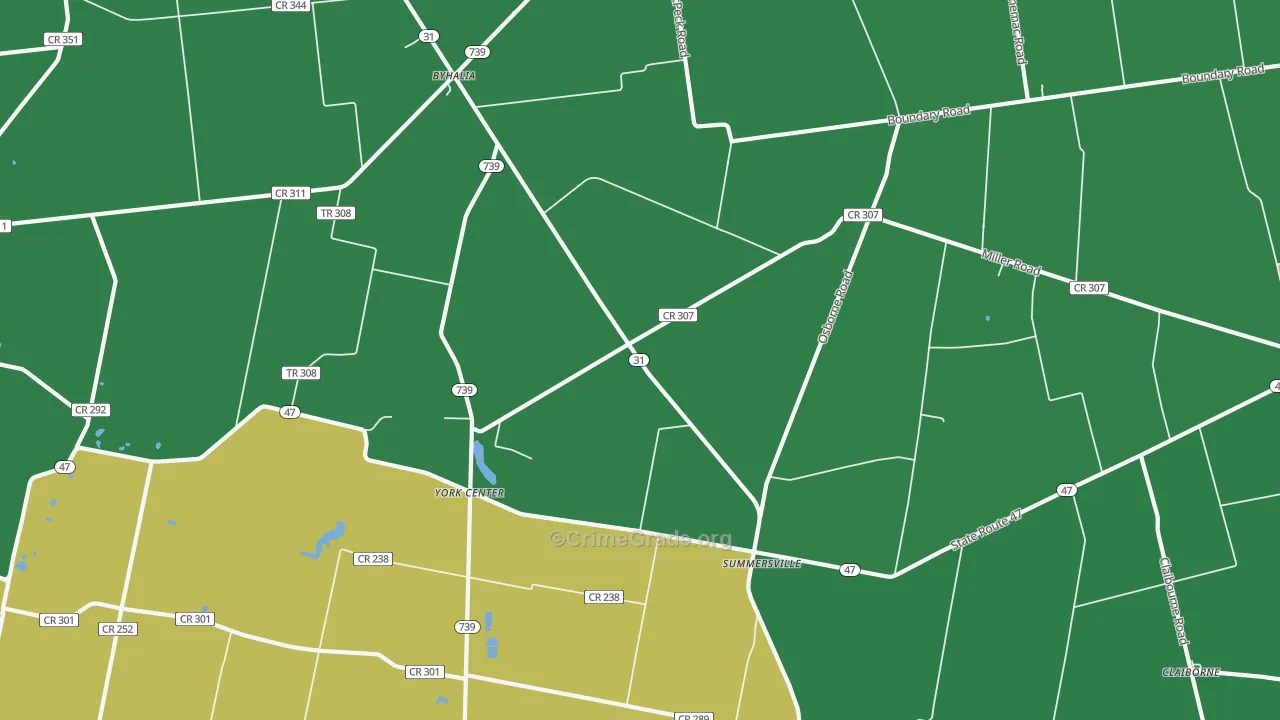 Summersville, OH Map of Theft Rates