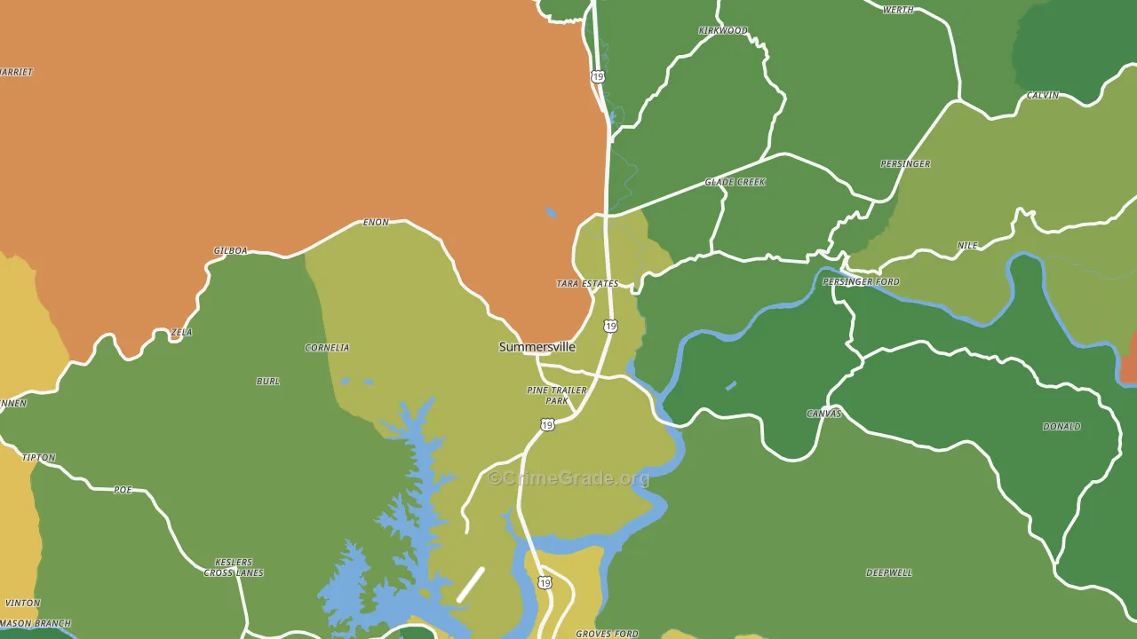 Summersville, WV Map of Theft Rates