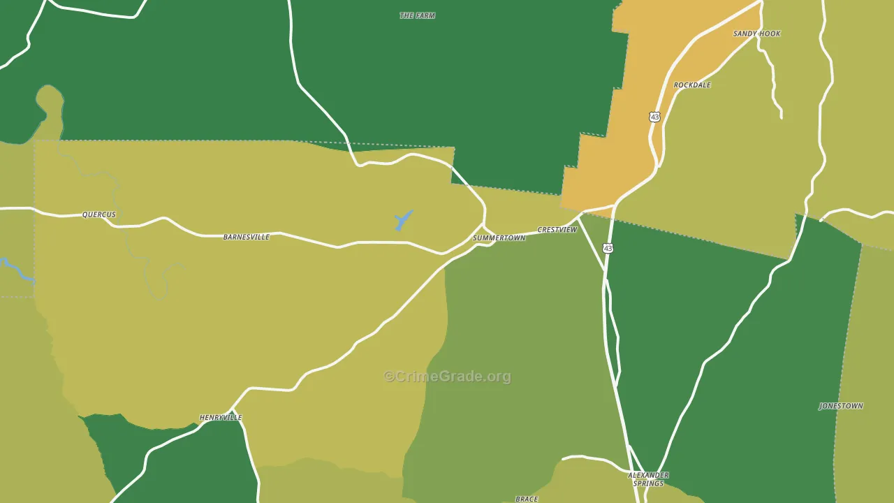 Summertown, TN Map of Theft Rates