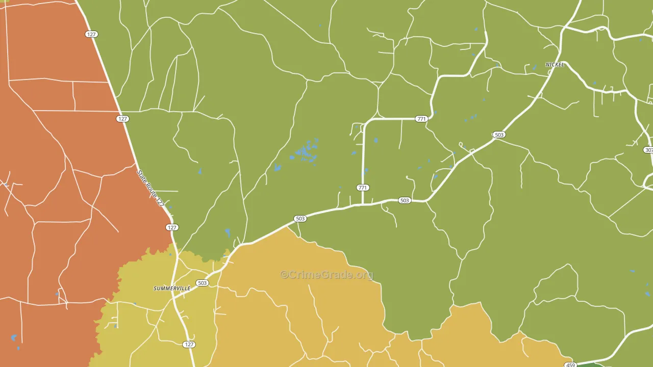 Summerville, LA Map of Theft Rates