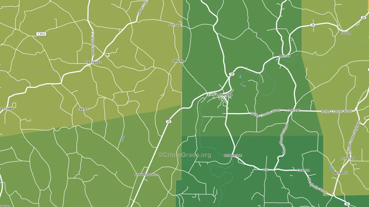 Summerville, PA Map of Theft Rates