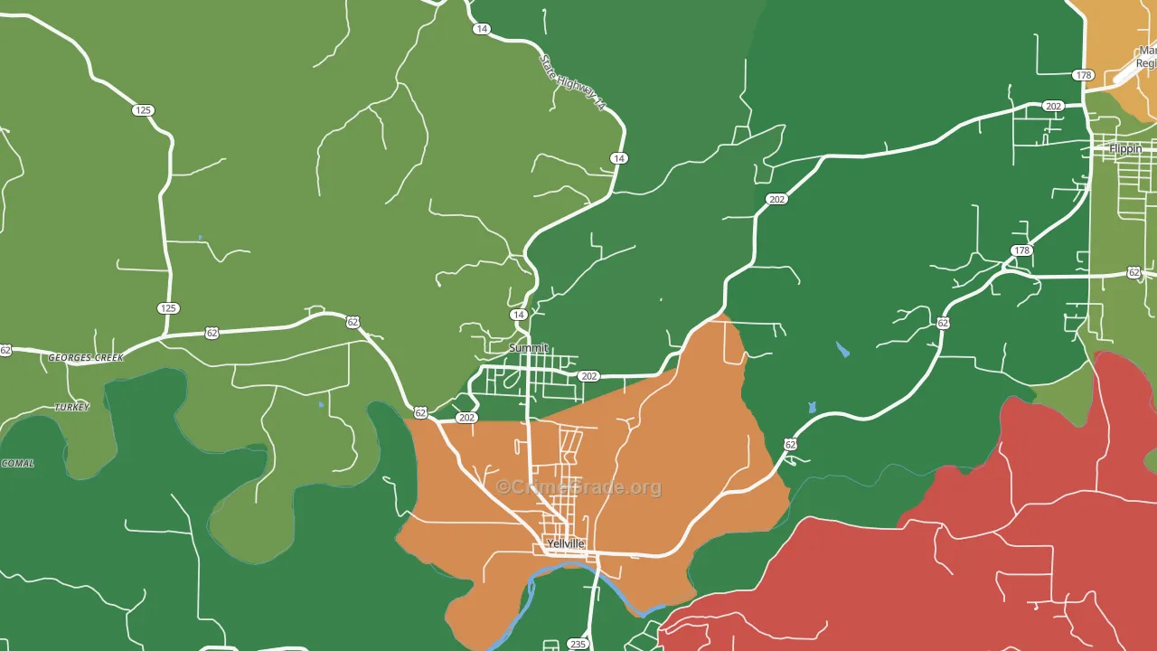 Summit, AR Map of Theft Rates